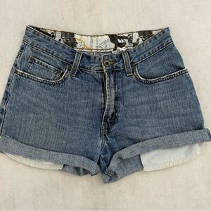Vintage Levis Shorts Womens Size 26 Blue Denim  Distressed Cut Off Button Fly